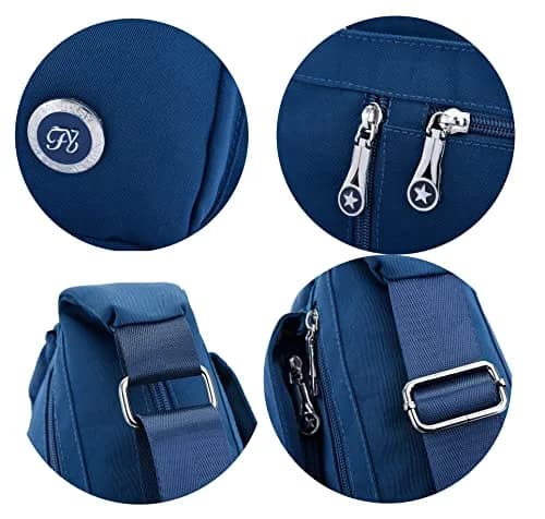 Fabuxry Crossbody Bag for Women Navy | Lightweight Nylon Travel & Casual Purse thumbnail 5