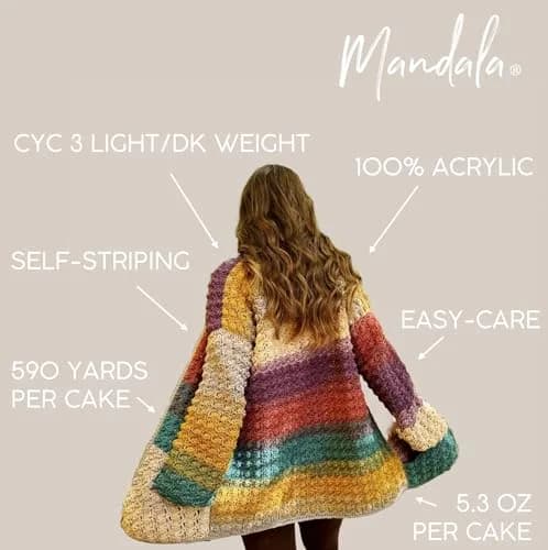 Lion Brand Yarn Mandala DK Crochet Yarn Gnome Multicolor 5.3 oz (150 g) | 590 yd (540 m) Light DK Weight Acrylic thumbnail 4