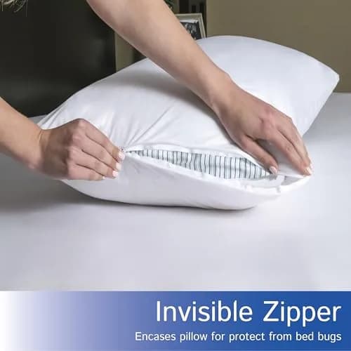 Four Seasons Essentials Standard Pillow Protectors (Set of 2) 53cm x 69cm | Hypoallergenic Waterproof Zippered Pillow Covers thumbnail 6