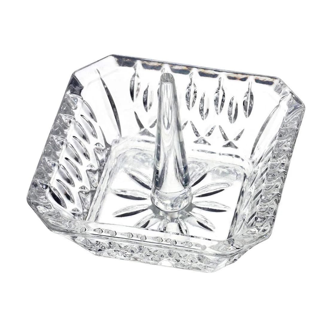 H&D HYALINE & DORA Crystal Ring Holder Dish 7.8cm (3.1") | Exquisite Glass Jewelry Organizer Tray for Rings & Earrings
