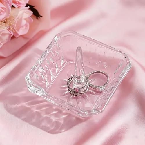 H&D HYALINE & DORA Crystal Ring Holder Dish 7.8cm (3.1") | Exquisite Glass Jewelry Organizer Tray for Rings & Earrings thumbnail 4