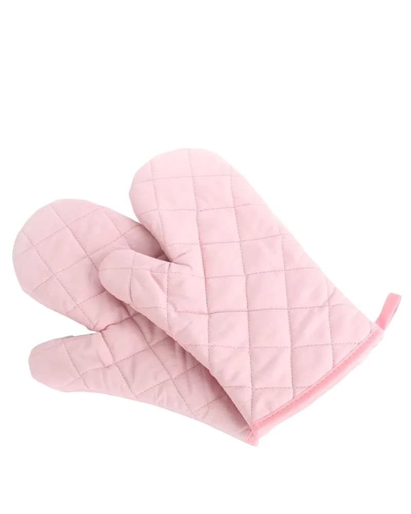 Nachvorn Heat Resistant Oven Mitts Pink Quilted Cotton & Polyester Oversized Mittens, 1 Pair (18 cm x 27 cm) - main product image