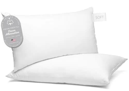 Digital Decor 100% Cotton Hotel Pillows Queen Size Set of 2 | Cooling, Hypoallergenic Support for Side & Back Sleepers thumbnail 1
