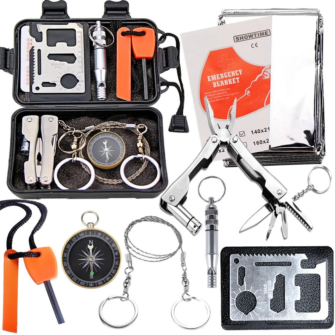 EMDMAK Survival Kit Black 194 g (6.8 oz) | Essential Outdoor Emergency Gear — Black