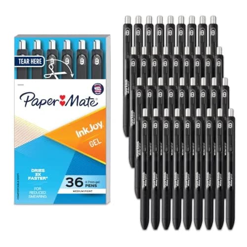 Paper Mate InkJoy Gel Pens, Retractable, Medium Point (0.7mm), Black, 36 Count | Smudge-Free, Bright Ink for India thumbnail 1