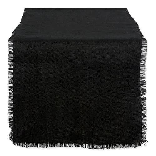 DII Jute Burlap Table Runner 15x74 inches (38x188 cm) | Solid Black thumbnail 1