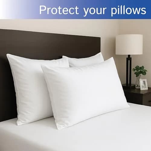 Four Seasons Essentials Queen Size Waterproof Pillow Protectors (Set of 2) 53cm x 79cm | Hypoallergenic Zippered Pillow Encasement thumbnail 4