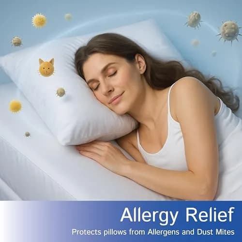 Four Seasons Essentials Queen Size Waterproof Pillow Protectors (Set of 2) 53cm x 79cm | Hypoallergenic Zippered Pillow Encasement thumbnail 3