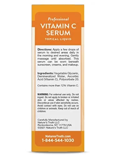 Nature's Truth Vitamin C Serum 2 Fl Oz (60ml) | Brightening & Hydrating Face Oil thumbnail 6