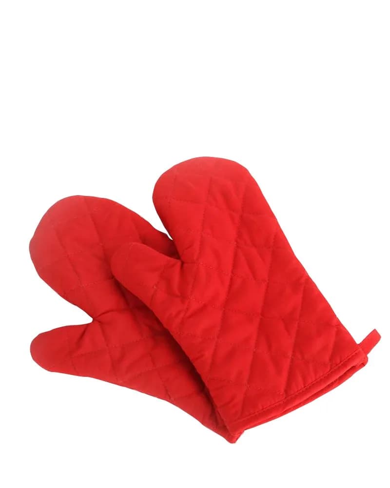 Nachvorn Heat Resistant Oven Mitts Pink Quilted Cotton & Polyester Oversized Mittens, 1 Pair (18 cm x 27 cm) — Red