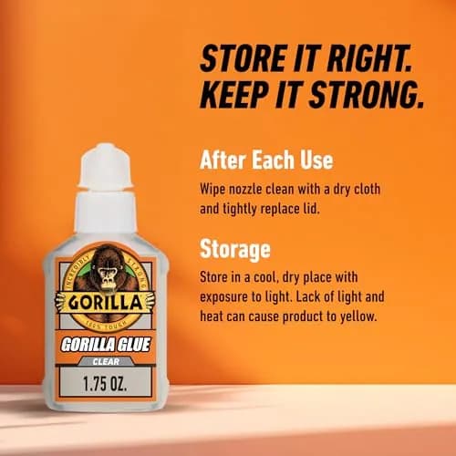 Gorilla Clear Glue, All Purpose, 1.75 oz Bottle | Crystal Clear, Water Resistant Bond thumbnail 7