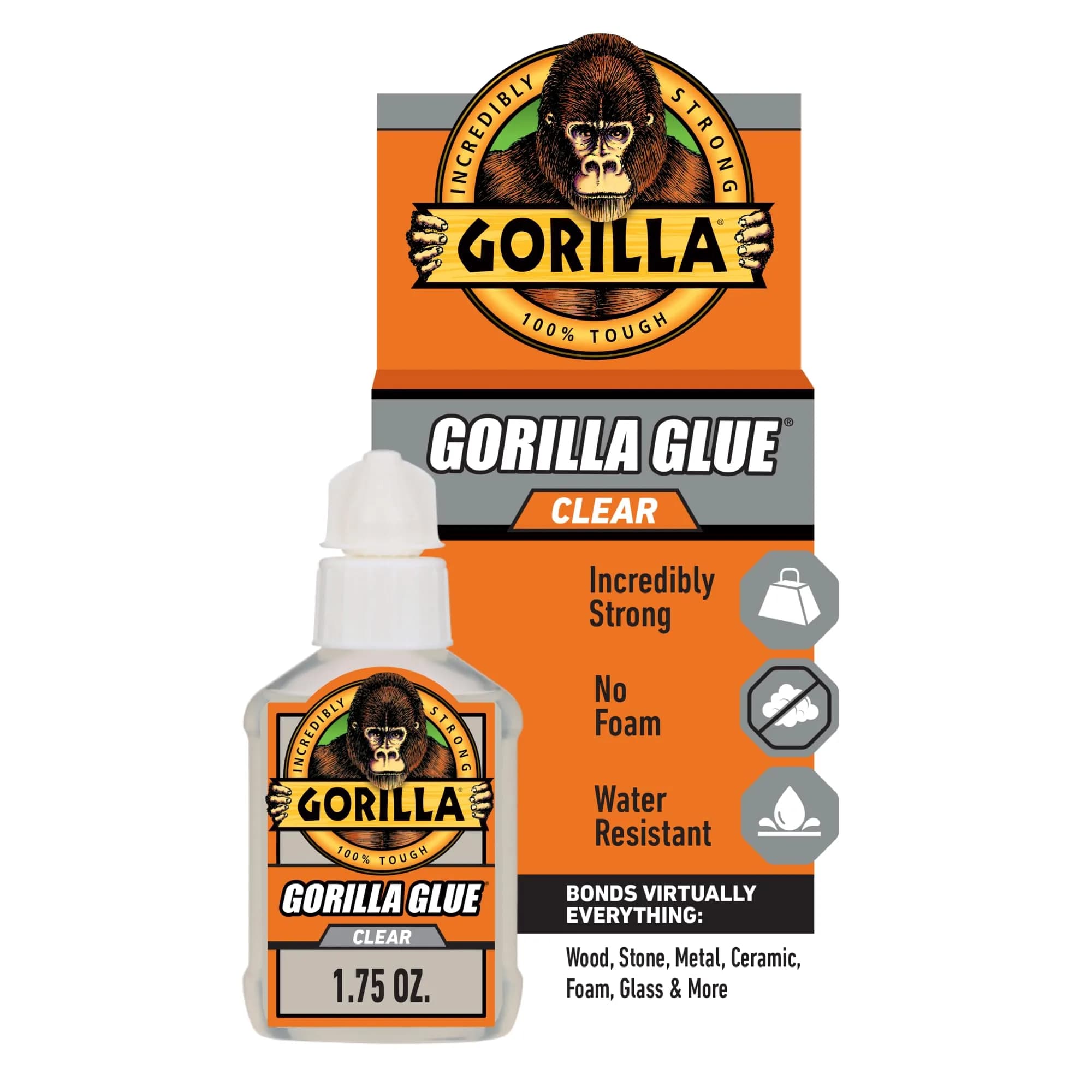 Gorilla Clear Glue, All Purpose, 1.75 oz Bottle | Crystal Clear, Water Resistant Bond