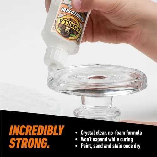Gorilla Clear Glue, All Purpose, 1.75 oz Bottle | Crystal Clear, Water Resistant Bond thumbnail 4