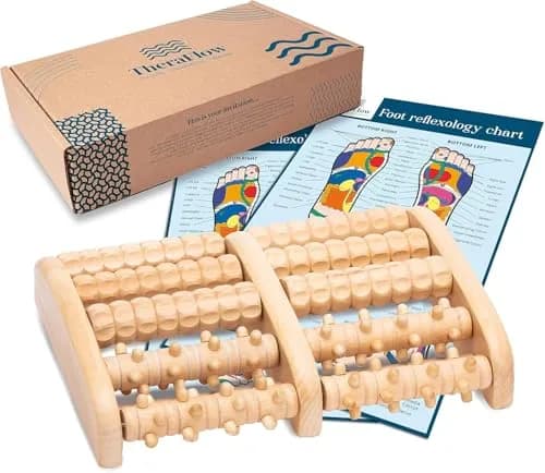 TheraFlow Wooden Foot Massager Roller with Reflexology Nubs | Deep Tissue & Plantar Fasciitis Relief thumbnail 1