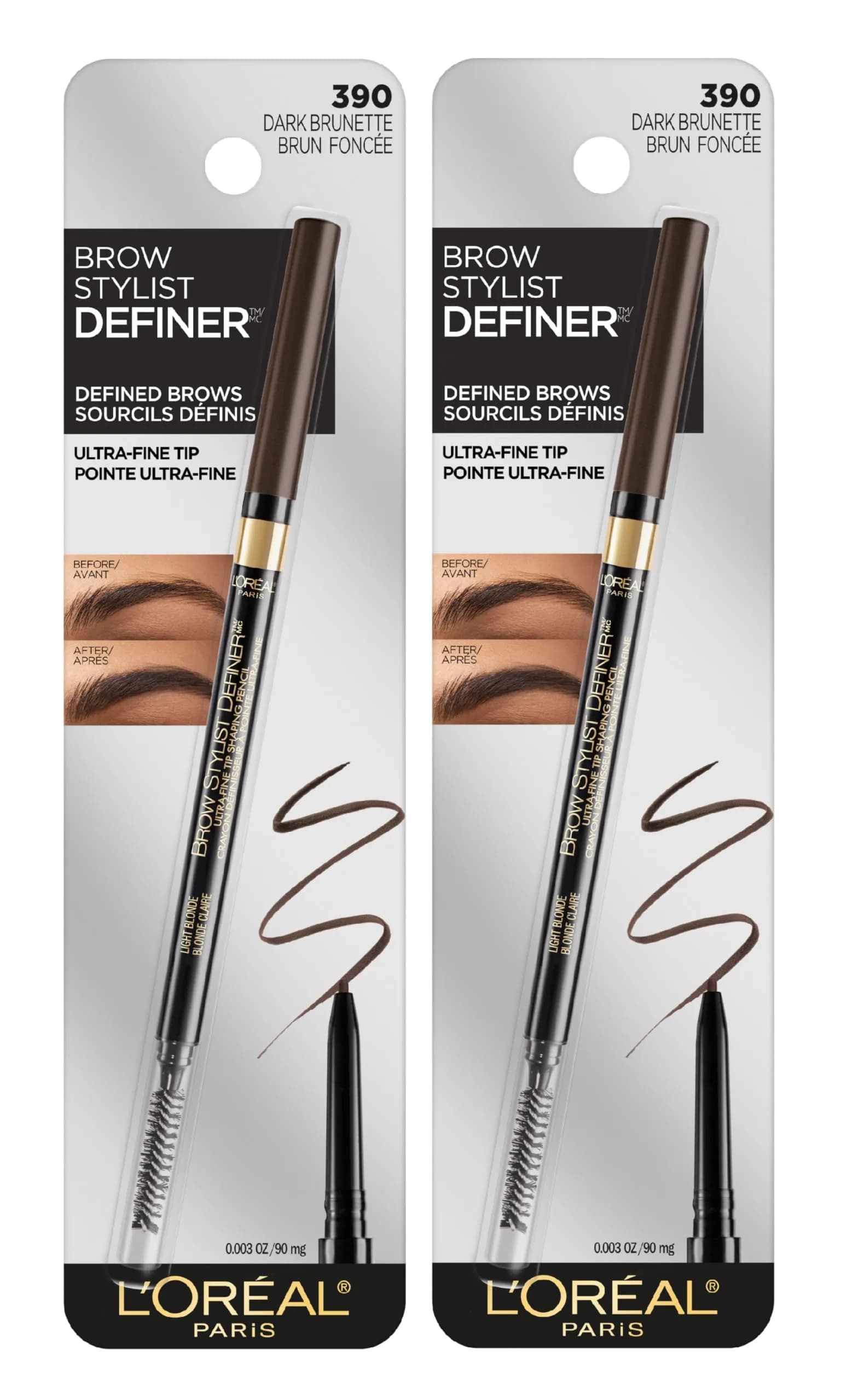 L'Oreal Paris Brow Stylist Definer Waterproof Eyebrow Pencil, Dark Brunette | Ultra-Fine Mechanical Pencil for Precise, Natural Brows