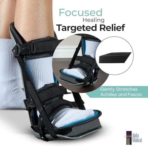 Alpha Medical Plantar Fasciitis Night Splint Medium | Adjustable Dorsiflexion for Achilles Tendonitis & Heel Pain thumbnail 3