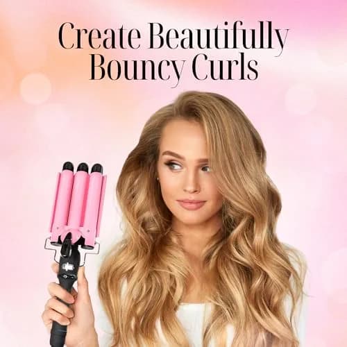 Alure Three Barrel Curling Iron Wand Hair Waver 1 Inch Ceramic Tourmaline Dual Voltage thumbnail 6