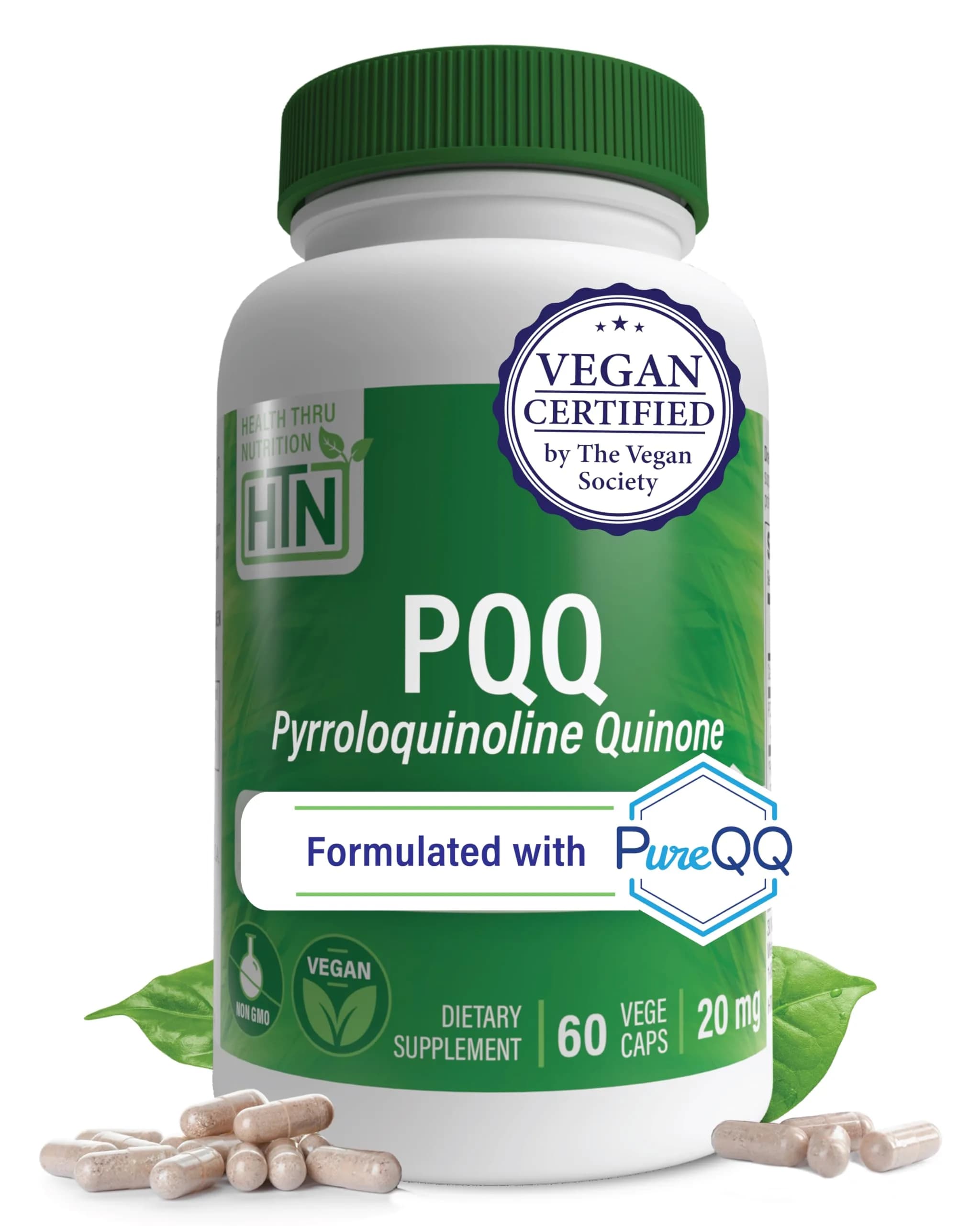 Health Thru Nutrition PQQ 20mg Pyrroloquinoline Quinone 30 Capsules | Supports Mitochondrial Biogenesis — 60 Capsules