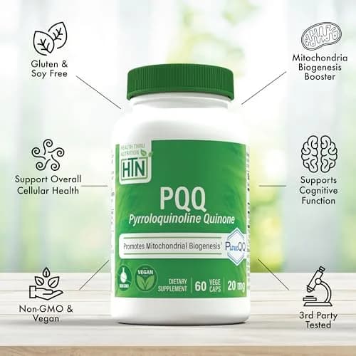 Health Thru Nutrition PQQ 20mg Pyrroloquinoline Quinone 60 Capsules | Supports Mitochondrial Biogenesis & Cellular Energy thumbnail 4