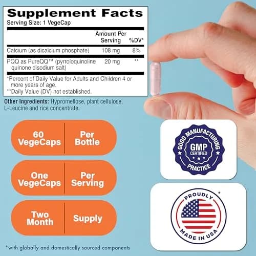 Health Thru Nutrition PQQ 20mg Pyrroloquinoline Quinone 60 Capsules | Supports Mitochondrial Biogenesis & Cellular Energy thumbnail 2
