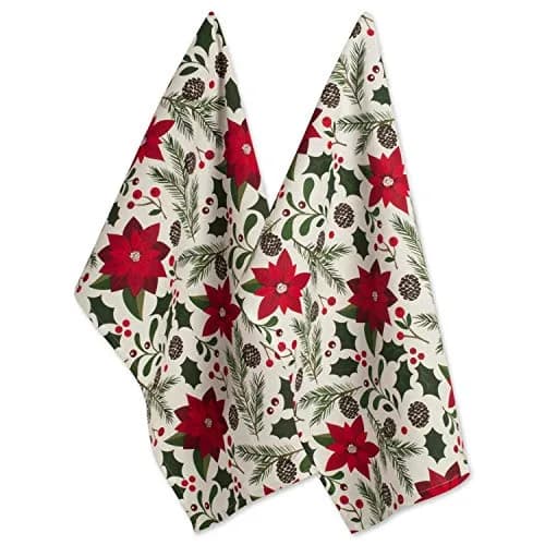 DII Christmas Kitchen Towel Set, Floral Tea Towels for Baking, Cleaning, Entertainment & Cooking, 18x28, Woodland Holiday, 2 Piece thumbnail 1