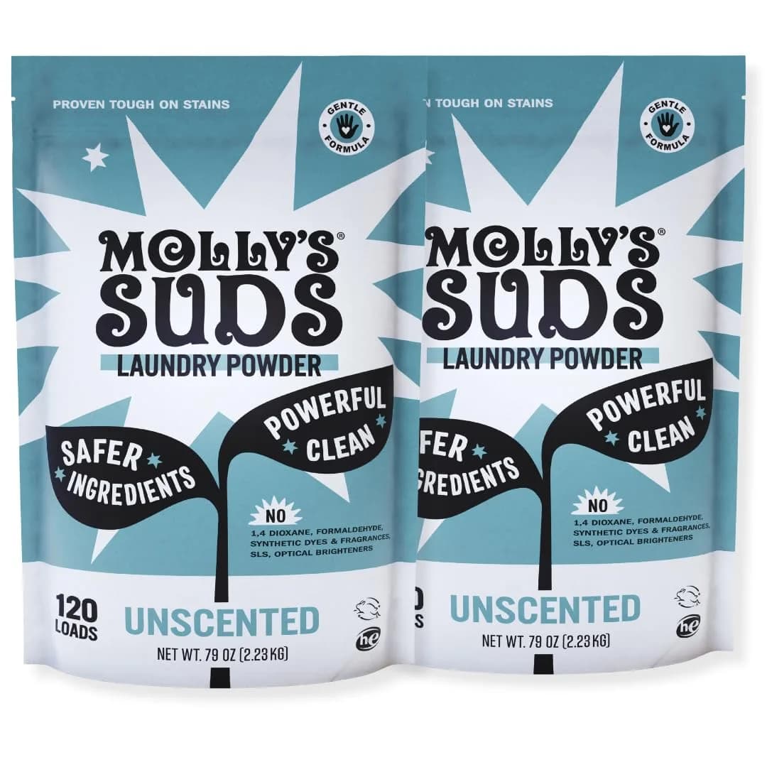 Molly's Suds Original Laundry Detergent Powder 1.9 kg (40 oz) | Gentle, Effective, Unscented for Sensitive Skin