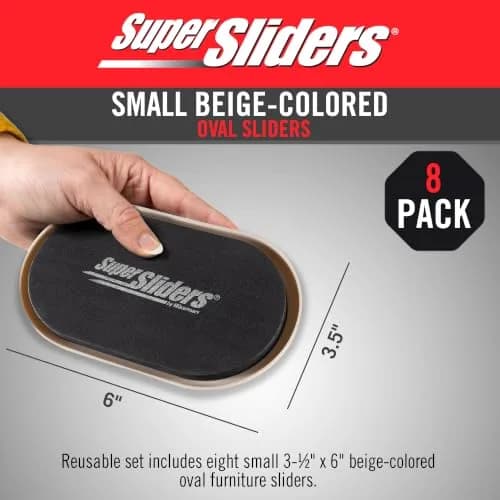 Super Sliders 3-1/2" x 6" Oval Carpet Furniture Sliders (Set of 8, Beige) | Move Heavy Furniture Easily on Carpet thumbnail 8