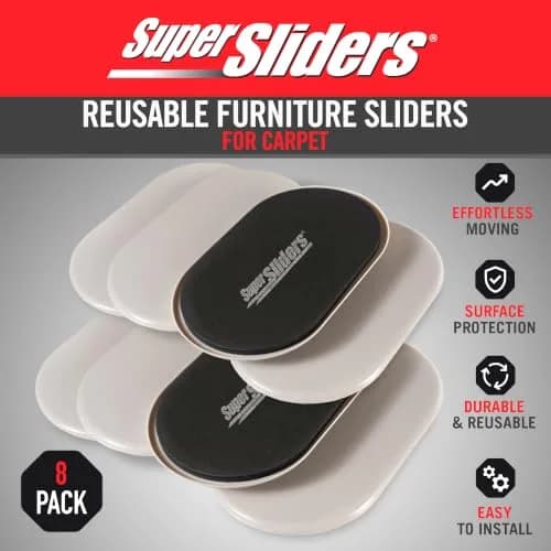 Super Sliders 3-1/2" x 6" Oval Carpet Furniture Sliders (Set of 8, Beige) | Move Heavy Furniture Easily on Carpet thumbnail 2