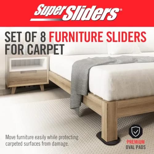 Super Sliders 3-1/2" x 6" Oval Carpet Furniture Sliders (Set of 8, Beige) | Move Heavy Furniture Easily on Carpet thumbnail 3