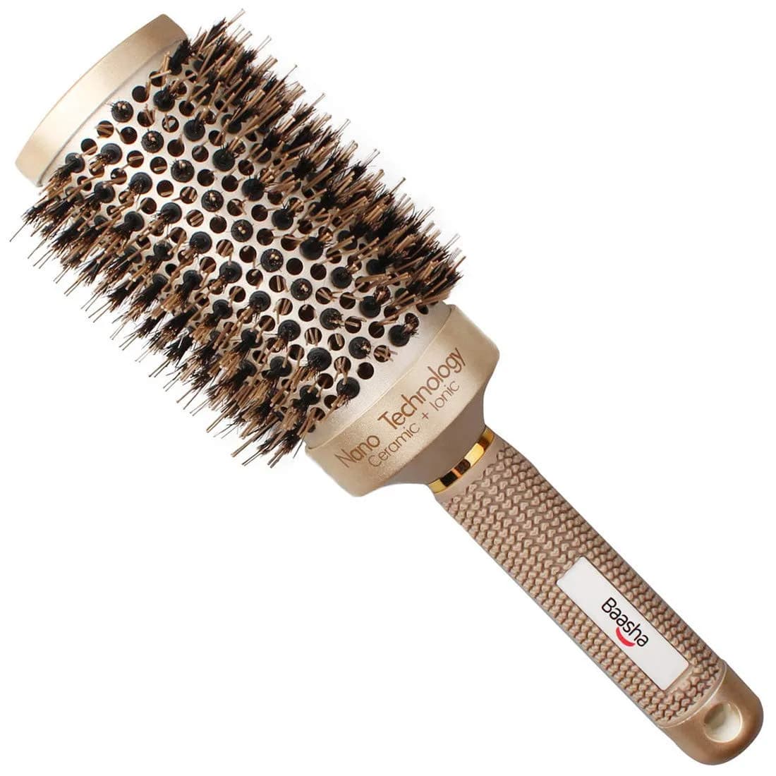 Baasha Vented Hair Brush with Ball-Tipped Bristles for Blow Drying & Detangling, Black | 21.4 cm (8.43 inches) — Large