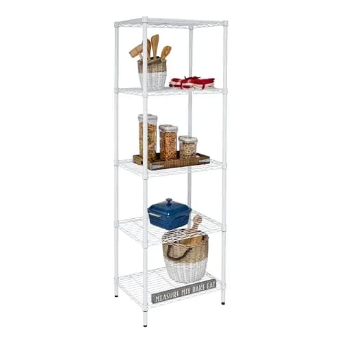 Honey-Can-Do 5-Tier Heavy Duty Adjustable Shelving Unit, 250-lb Per Shelf, NSF Certified, White Wire Shelf for Laundry Kitchen Pantry, 24 x 18 x 72 in thumbnail 1