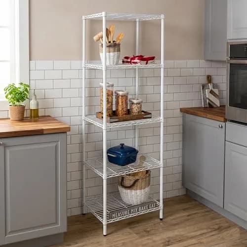 Honey-Can-Do 5-Tier Heavy Duty Adjustable Shelving Unit, 250-lb Per Shelf, NSF Certified, White Wire Shelf for Laundry Kitchen Pantry, 24 x 18 x 72 in thumbnail 2