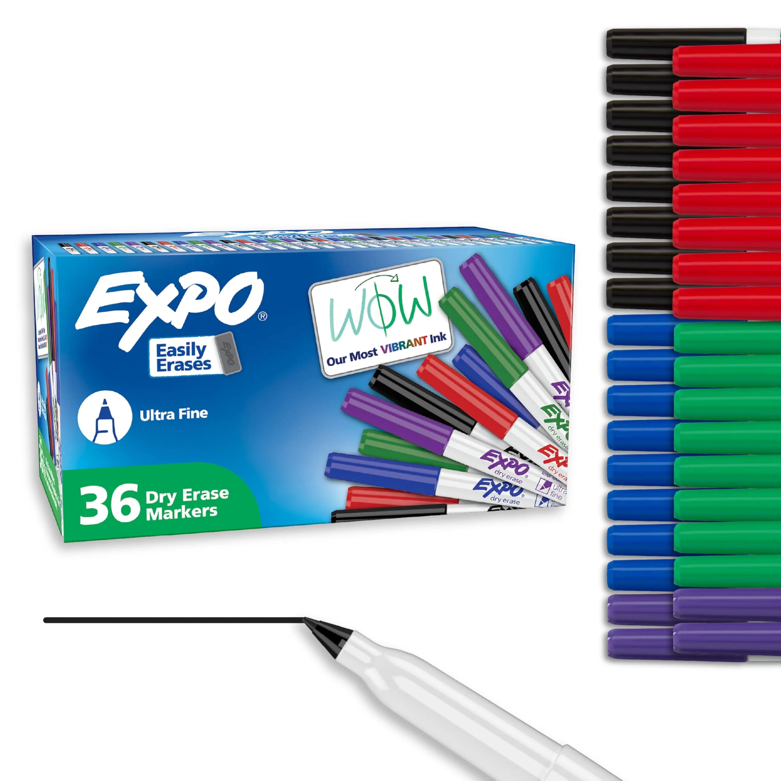 EXPO Dry Erase Markers, Ultra Fine Tip, 36 Count (10.2 cm x 7.6 cm x 14.3 cm) | Vibrant Ink for Whiteboards - main product image