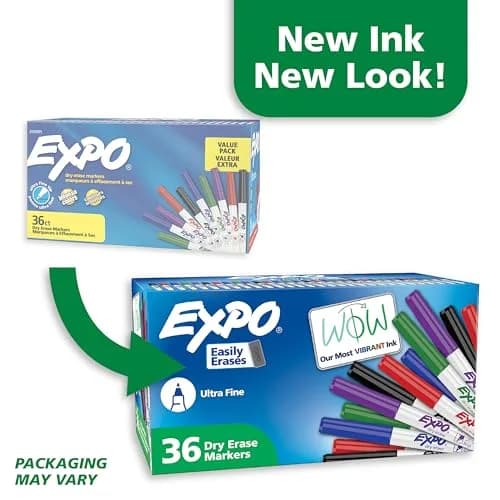 EXPO Dry Erase Markers, Ultra Fine Tip, 36 Count (10.2 cm x 7.6 cm x 14.3 cm) | Vibrant Ink for Whiteboards thumbnail 3