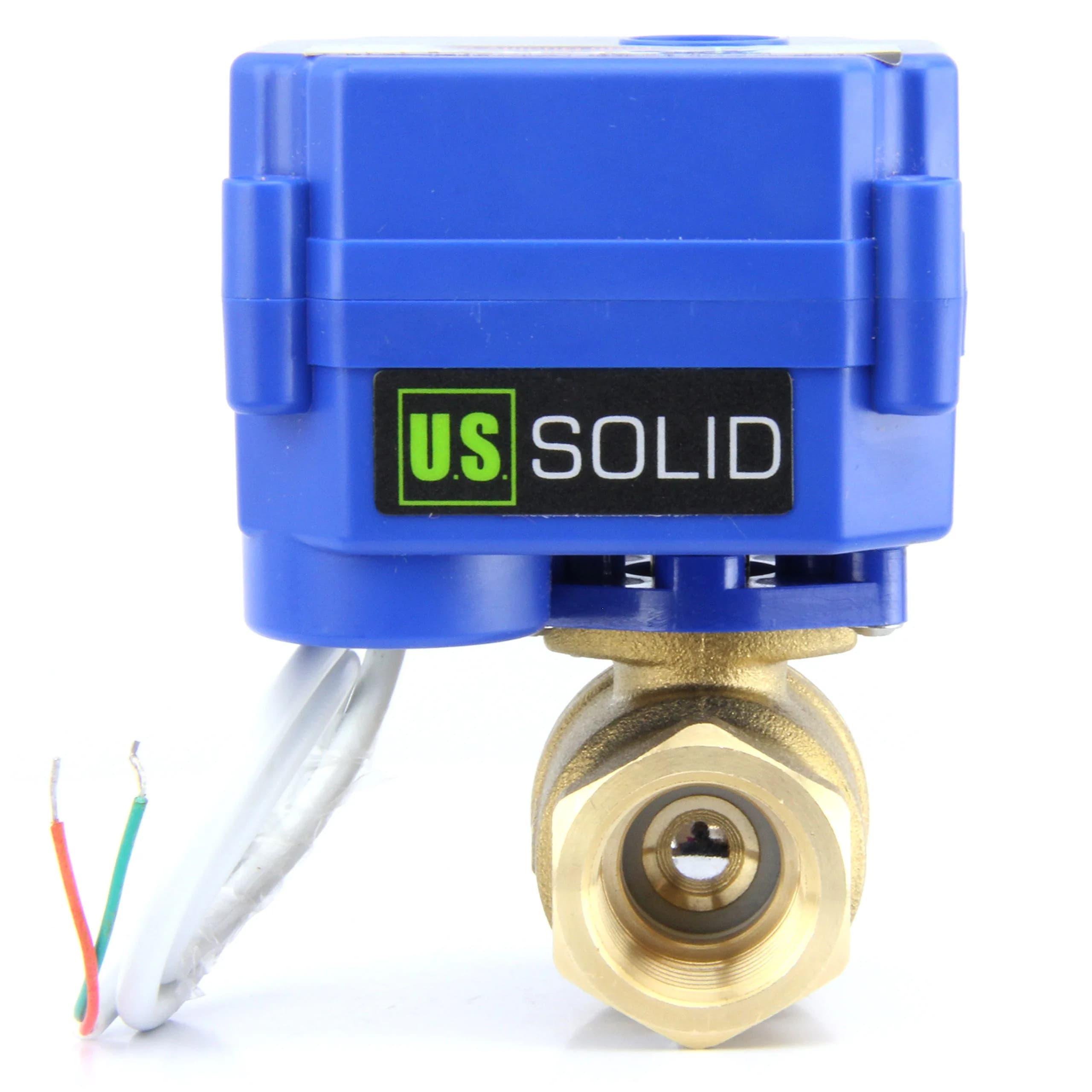 U.S. Solid Motorized Brass Ball Valve 1/2" (12.7mm) NPT, Normally Closed, 9-24V AC/DC, IP65 Rated | Industrial Automation & Home Projects