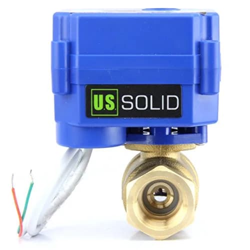 U.S. Solid Motorized Brass Ball Valve 1/2" (12.7mm) NPT, Normally Closed, 9-24V AC/DC, IP65 Rated | Industrial Automation & Home Projects thumbnail 1
