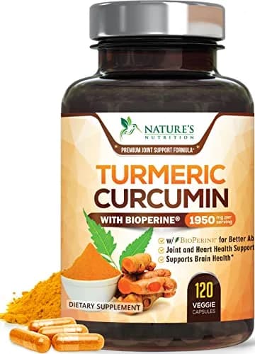 Nature's Nutrition Turmeric Curcumin Supplement 1950mg with BioPerine | Vegan Joint Support Capsules (120 Count) thumbnail 1