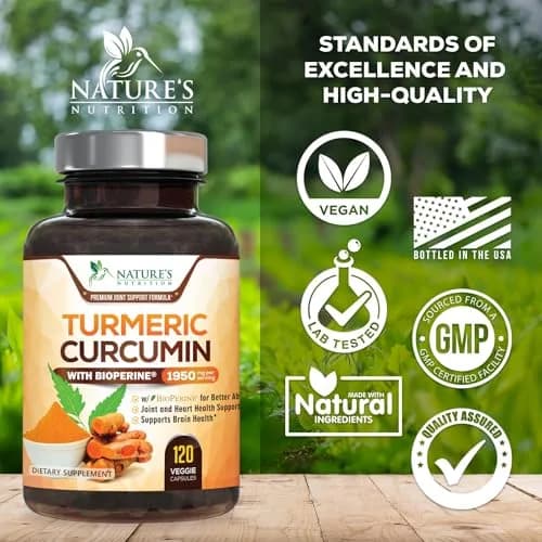 Nature's Nutrition Turmeric Curcumin Supplement 1950mg with BioPerine | Vegan Joint Support Capsules (120 Count) thumbnail 4