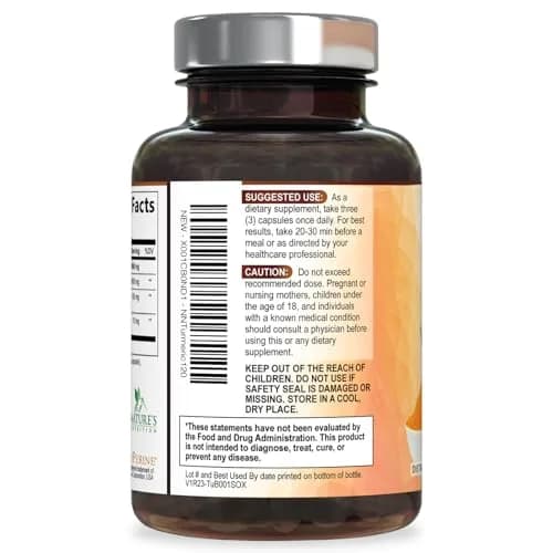 Nature's Nutrition Turmeric Curcumin Supplement 1950mg with BioPerine | Vegan Joint Support Capsules (120 Count) thumbnail 8