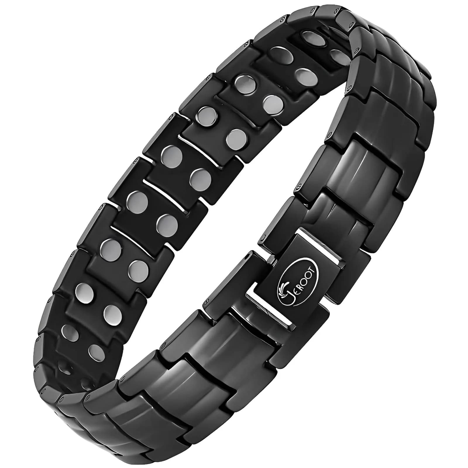 JEROOT Black Magnetic Bracelet for Men | Pure Titanium with 44 x 3500 Gauss Magnets - main product image