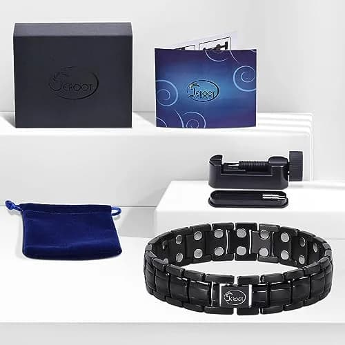 JEROOT Black Magnetic Bracelet for Men | Pure Titanium with 44 x 3500 Gauss Magnets thumbnail 7