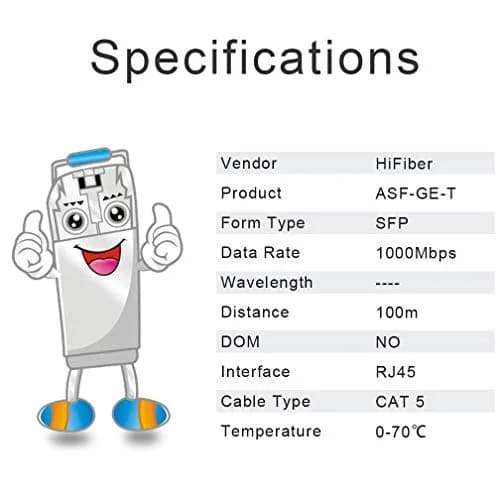 H!Fiber.com 1G SFP to RJ45 Module 100m | Gigabit Ethernet Copper Transceiver 1.25Gbps thumbnail 7