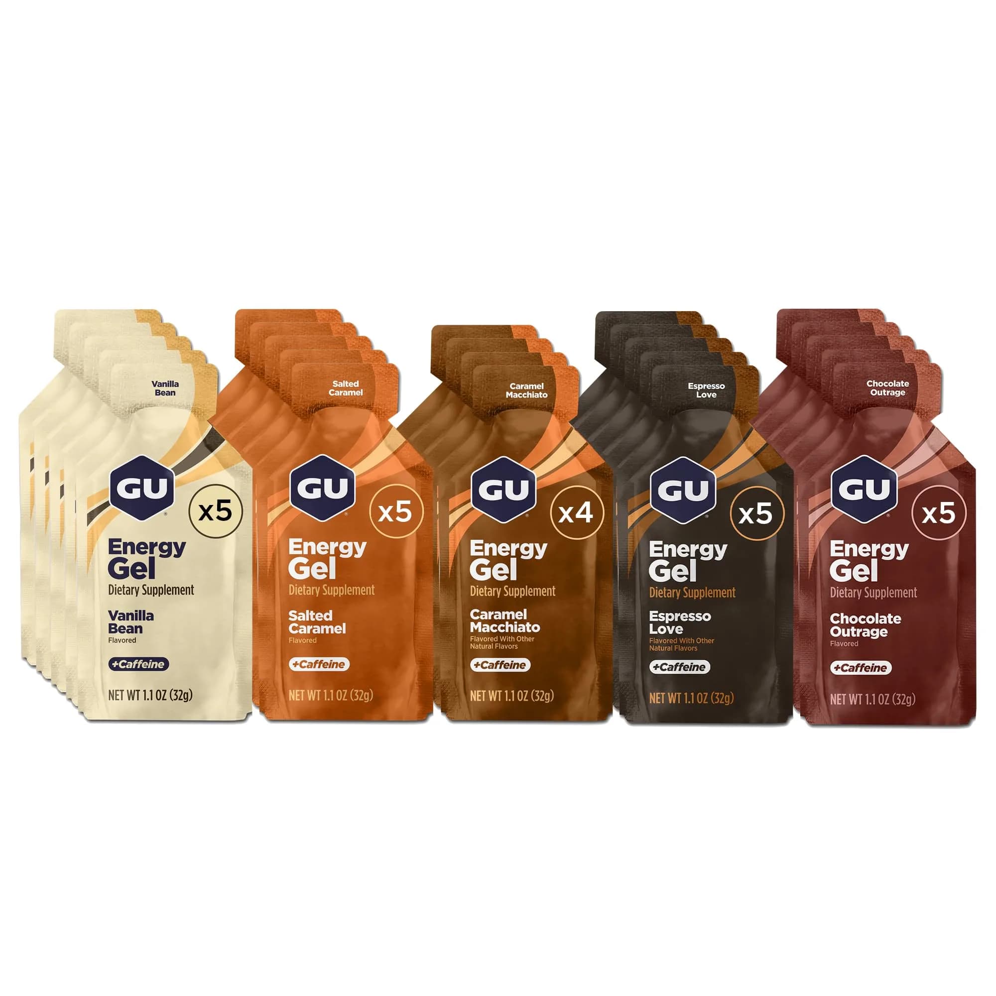 GU Energy Chocolate Outrage Energy Gel 32g (1.1 oz) | Dual-Source Carbs for Sustained Energy — Assorted Flavors