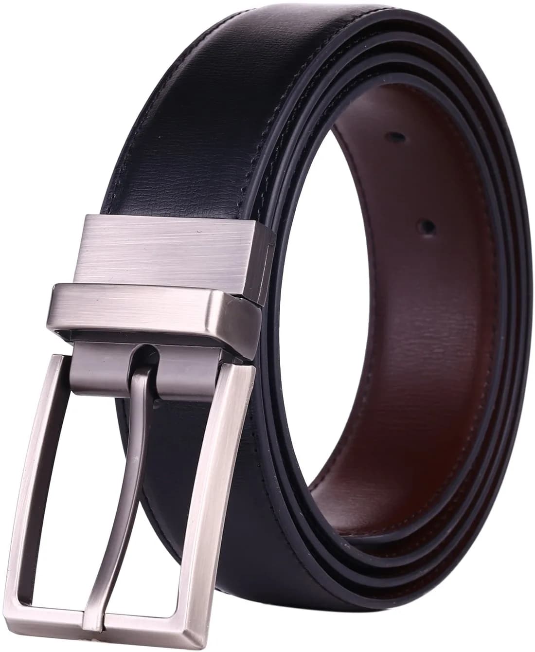 beltox fine Men's Dress Belt Leather Reversible 1.25" Wide | Formal & Casual Dual-Side Belt — Black/Brown / 49-50