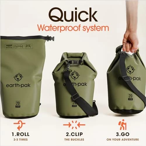 Earth Pak Waterproof Dry Bag 10L | Marine Roll Top Dry Sack for Kayaking & Boating thumbnail 5
