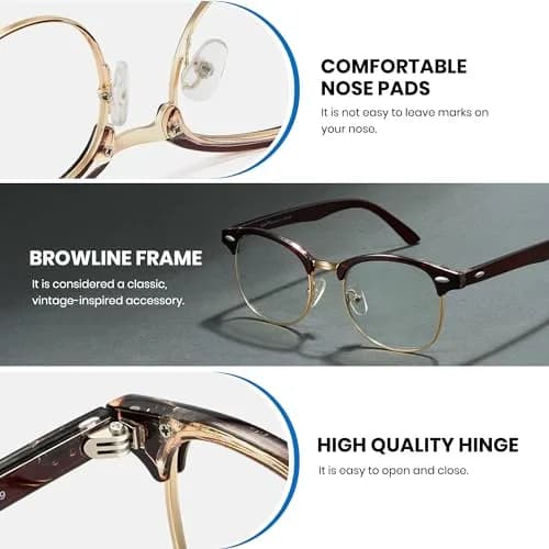 Cyxus Blue Light Glasses Men Semi Rimless Clear Blue Light Glasses for Computer Eye Strain thumbnail 6