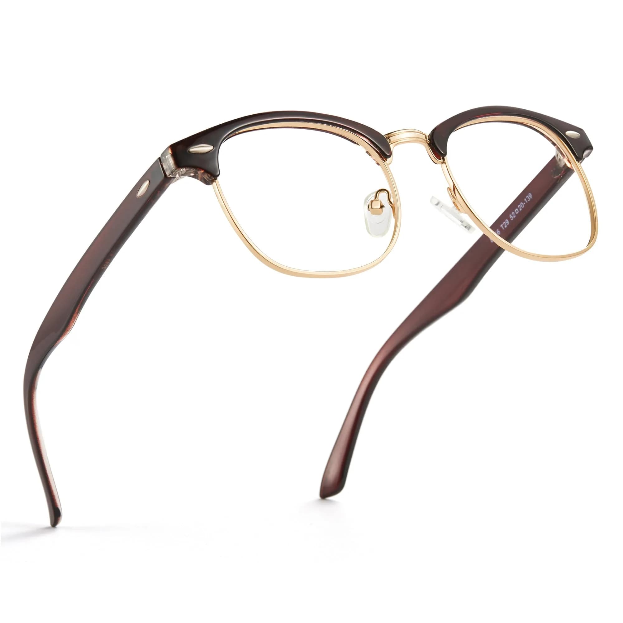 Cyxus Browline Blue Light Glasses for Men Women Reduce Eye Strain Black | Anti-Reflective & Durable — 8056# Dark Brown Gold Frame