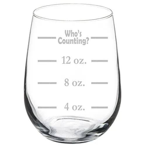 MIP 17 oz Stemless Wine Glass Goblet with Funny Measuring Cup Ounces | Real Glass, Modern Style - main product image