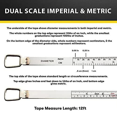 PERFECT MEASURING TAPE Diameter & Circumference Tape Measure 12ft / 3.5m | Steel Flexible Tape for Pipes & Trees thumbnail 7