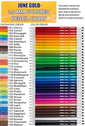June Gold 36 Black (Raven #108) Colored 2.0 mm Lead Refills | Break-Resistant, 90 mm Length, Heavy Use thumbnail 5